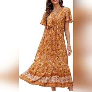 EUC Floral Bohemian Maxi Dress